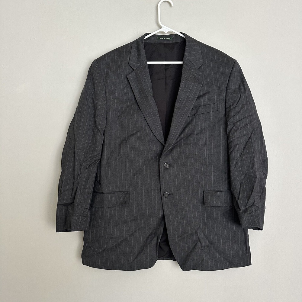 LAUREN RALPH LAUREN Suit Jacket Mens 46R Gray Grey 100% Wool MADE IN CANADA